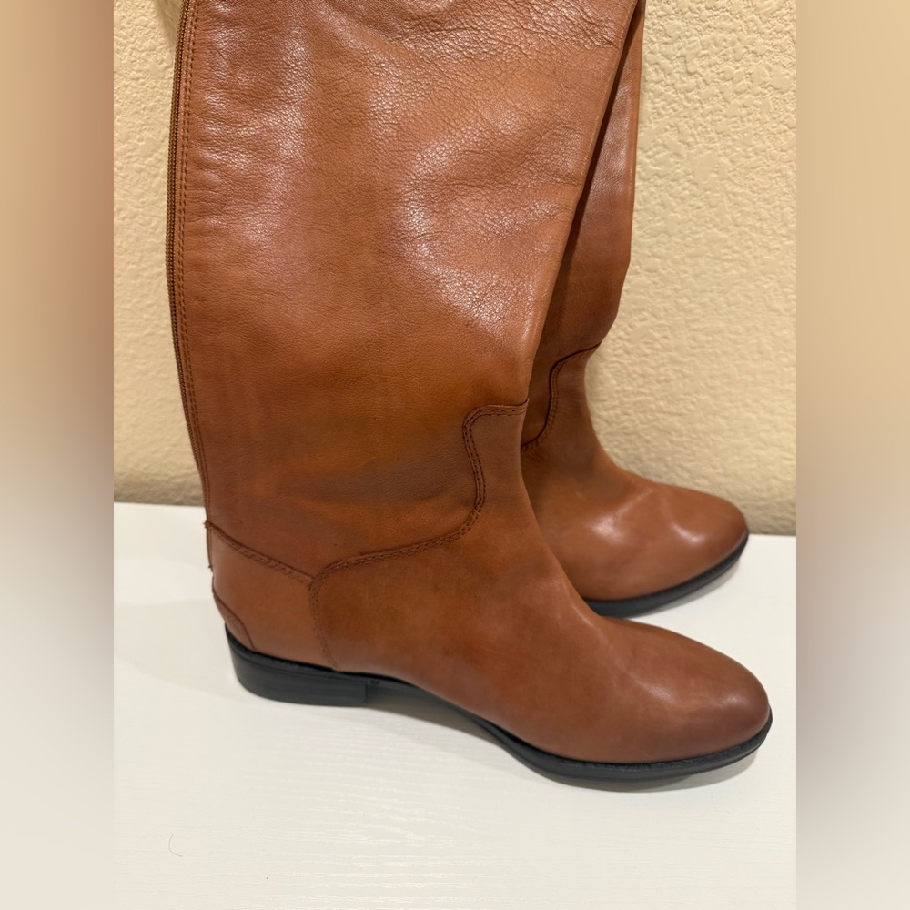 Sam Edelman Penny Whiskey Leather Tall Equestrian Back Zip Riding Boots - Picture 8 of 16